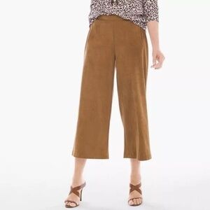 Chico’s The Ultimate Fit Suede Wide Leg Crop Pants Gingerbread Brown Size 1.5 M